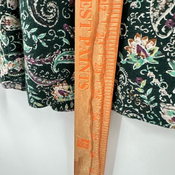 J Jill high neck green paisley cottagecore boho long sleeve cotton woman tee S - Picture 10 of 12